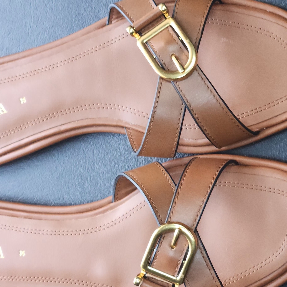 Zara Brown Sandals with Sleek Design and Adjustable Straps